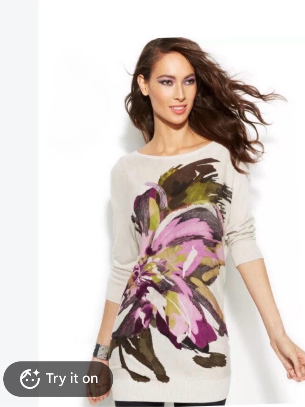 INC International Concepts Petites Cream Sweater Tunic Mini
